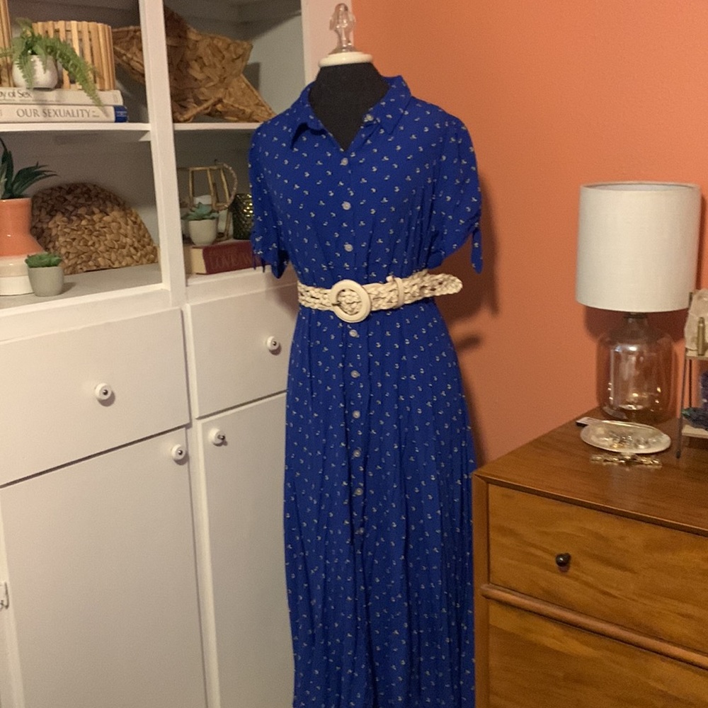 Blue button up maxi dress